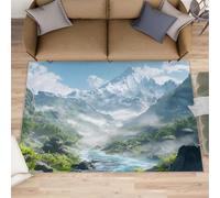 XEODIAT Snowy Mountains Rugs Living Room 180x240cm Mountain Streams Area Rugs for Bedroom Natural Landscapes Non Slip Printed Carpet