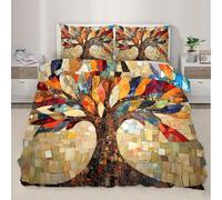 XEODIAT Tree of Life Duvet Cover Single Size,Mosaic Bedding Set for Kids Teens Couple Adults Room Decor,Creative Colors Comforter Cover 1 Pillowcase,No Comforter