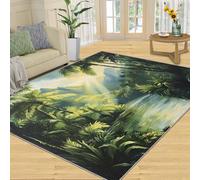 XEODIAT Tropical Rainforest Scenery Area Rug, Jungle Landscape Rug, Natural River Rugs for Bedroom,Washable Non Slip Low Pile Carpet, Home Decor 140x200cm