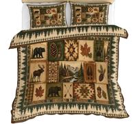 XEODIAT Vintage Rustic Bear Bedding Set for Kids Rustic Lodge Comforter Cover Set Single Size Cabin Decor Farmhouse Duvet Cover Bedspread Cover Bedding Collection 2Pcs,No Comforter