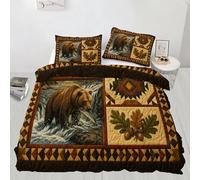 XEODIAT Vintage Rustic Bear Comforter Cover Set Single Size Rustic Lodge Bedding Set Cabin Decor Farmhouse Bedding Duvet Cover Set Bedspread Cover 2Pcs