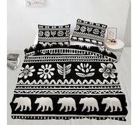 XEODIAT Vintage Rustic Bear Duvet Cover Set Rustic Lodge Bedding Set Cabin Decor Farmhouse Printed Bedding Quilt Cover for Bedding Decro,Ultra Soft Microfiber Hidden Zipper Bed Cover Super King Size