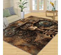 XEODIAT Vintage Skull Rugs Living Room 120x180cm Steampunk Area Rugs for Bedroom Mechanical Gears Non Slip Printed Carpet for Bedroom Living Room Kitchen