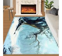 XEODIAT Winter Snow Scene Rugs for Living Room 100x150cm Ancient Trees in the Snow Area Rug Winter Landscape Bedroom Carpet Mat for Bedroom Living Room Kitchen