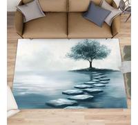XEODIAT Zen Stones Area Rug, 120x180cm Lonely Tree Machine Washable Floor Carpet, Quiet Water Surface Soft and Plush Mats for Living Room Bedroom