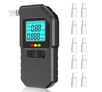 XEOOCE Breathalysers - Breathalyzer with 10 Reusable Mouthpieces, Portable Breathalysers for Euro Travel, Professional Breathalyser with LCD Digital Display, Breathalyzer for Home Party Use, MR1101