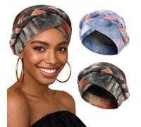 XEPST 2 Pieces African Turbans Pre-Tied Twisted Braid Head Wraps for Women, Tie-dye Style Head Scarf Hair Wraps Cover Cancer Cap Chemo Headwear for Women