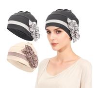 XEPST 2 Pieces Chemo Turban Headwear, Soft Cancer Headwear Elastic Chemo Hats Sleep Head Scarf for Women with Hair Loss