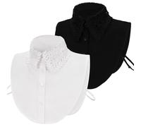 XEPST 2 Pieces Fake Detachable Dickey Collar - Stylish Half Shirt Blouse False Chiffon Collar for Women Girls