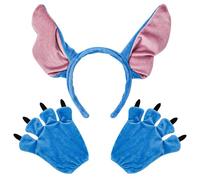 XEPST Alien Dog Costume Set, Blue Dog Ears and Paws Set with Blue Dog Ears Headband and Gloves for Animal Costume Cosplay Birthday World Book Day Halloween Fancy Dress Party Supplies