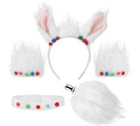 XEPST Animal Alpaca Costume Set, Llama Ears and Tail Set with Alpaca Ears Headband Llama Tail for Animal Costume Cosplay World Book Day Birthday Party Accessories Halloween Costume Fancy Dress Party