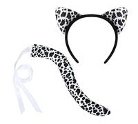 XEPST Animal Costume Set - Leopard Ears and Tail with Headband and Tail for Cosplay, Birthday Party Accessories, Black