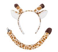 XEPST Animal Giraffe Costume Set, Giraffe Ears and Tail Set with Ears Headband and Tail for Animal Costume Cosplay World Book Day Birthday Party Accessories Halloween Fancy Dress Party Supplies