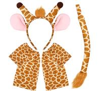 XEPST Animal Giraffe Costume Set with Ears, Tail, and Leg Warmers for Cosplay, Birthday, World Book Day, Halloween, and Fancy Dress Parties