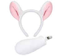 XEPST Animal Lamb Costume Set, Lamb Ears and Tail Set with Lamb Headband and Lamb Tail for Animal Costume Cosplay Birthday Party Accessories World Book Day Halloween Costume Fancy Dress Party Supplies