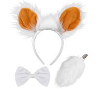 XEPST Animal Sheep Costume Set, Sheep Ears and Tail Set with Lamb Ears Headband Lamb Tail Bowtie for Animal Costume Cosplay Birthday Party World Book Day Halloween Costume Fancy Dress Party Supplies