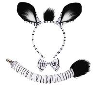 XEPST Animal Zebra Costume Set - Zebra Ears and Tail Set with Ears Headband and Tail Bowtie for Animal Costume Cosplay Birthday Party World Book Day Halloween Carnival Fancy Dress Party Supplies