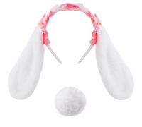 XEPST Anime Bunny Costume Set, Cartoon Plush Bunny Ears and Tail Set with Furry Rabbit Ears Headband Rabbit Tail for Easter Costume Animal Cosplay Birthday Party Accessory Halloween Fancy Dress Party