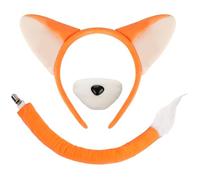XEPST Fox Ears and Tail Set,Animal Fox Costume Set with Fox Headband Fox Tail Fox Nose for Animal Costume Cosplay World Book Day Birthday Party Accessories Halloween Costume Fancy Dress Party Supplies