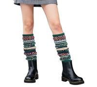 XEPST Leg Warmers Winter Warm Boot Cuffs for Women, Bohemian Style Crochet Knitted Boot Topper Socks Leg Cuffs Winter Gift for Girls, Dark Green