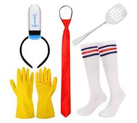 XEPST Sailor Headband Costume Sailor Costume Accessories Set, Yellow Gloves Red Tie Socks and Light Grey Shovel Halloween Dress Up Ocean Sea Cosplay Accessory