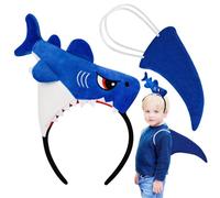 XEPST Shark Headband Costume Set, Plush Headband Set with Shark Fin Fish Hat Funny Hat for Ocean Animal Costume Halloween Cosplay Birthday World Book Day Fancy Dress Party Supplies, Blue