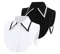 XEPST Women's Detachable Collar Dickey Half Shirt Blouse - Stylish False Chiffon Collar in White and Black