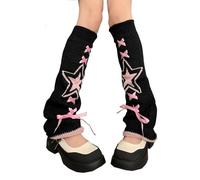 XEPST Y2K Harajuku Leg Warmers for Girls Women, Kawaii Lolita Knit Socks, Gothic Cover for 80s Cosplay Accessories, Pink Pentagram Pattern
