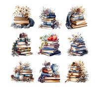 XERE 144 Pcs Stacked Books Four Seasons Sticker Book for Journaling Notebooks, Sketchbook, Bookmark Making, Junk Journal, Budget Planner, Scrapbook Art Supplies Stickers