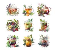 XERE 144 Pcs Tea Sets Four Seasons Sticker Book for Journaling Notebooks, Sketchbook, Bookmark Making, Junk Journal, Budget Planner, Scrapbook Art Supplies Stickers