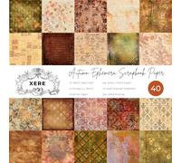 XERE 40 Sheets Autumn Scrapbook Paper, 6x6 Ephemera Pattern Paper Pack for Journaling Notebooks, Sketchbook, Bookmark Making, Junk Journal, Scrapbook Art Supplies