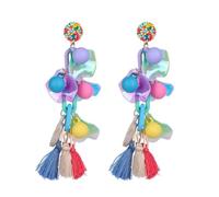 Xerling Acrylic Ball Beads Cluster Dangle Earrings Colorful Christmas Beaded Drop Dangle Earrings Tassels for Women Girls, Metal, No Gemstone