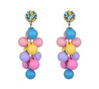 Xerling Acrylic Ball Beads Cluster Dangle Earrings Colorful Christmas Beaded Drop Dangle Earrings Tassels for Women Girls, Metal, No Gemstone