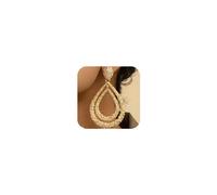 Xerling Bohemian Gold Waterdrop Double Layered Earrings Raised Textured Earrings Punk Chunky Statement Earrings for Women