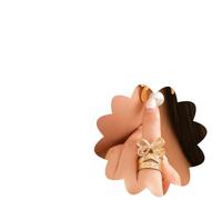 Xerling Bow Ribbon Statement Rings Bowknot Bow-tie Chunky Rings for Her Boho Bands Stacking Rings Aesthetic for Womens Christmas Gifts, Metal, Rhinestone