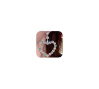 Xerling Hollow out Multi-colored Rhinestone Big Heart Earrings Crystal Heart-shaped Earrings for Women