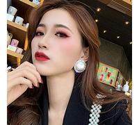 Xerling Large Pearl Stud Earring for Women Statement Big Pearl Button Stud Earrings for Wedding Prom Party Rhinestones Beaded Earrings