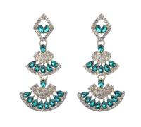 Xerling Rhinestone Pave Crystal Drop Dangle Earrings Geometric Earrings Dangling Multi-colored Rhinestone Statement Bridal Wedding Earrings for Women Girls Prom, Metal, Rhinestone