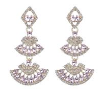 Xerling Rhinestone Pave Crystal Drop Dangle Earrings Geometric Earrings Dangling Multi-colored Rhinestone Statement Bridal Wedding Earrings for Women Girls Prom, Metal, Rhinestone
