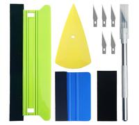 Xerteam 10Pcs Car Vinyl Wrap Tools, Wallpaper Smoother Tool with 2 Felt Squeeges and 1 Contour Squeegee, Vinyl Wrap Kit with Aluminum Trimmer, Window Tint Kit for Film Wrapping