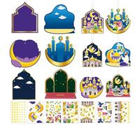 Xerteam 28 Pcs Ramadan & Eid Crafts for Kids, Ramadan Hanging Decorations for Kids 14 Stickers 12 Background Cards Ramadan Gifts for Kids Ramadan Ornaments Islamic Gifts Eid Gifts