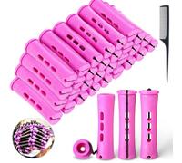 Xerteam 30 Pieces Perm Kit, Medium-Sized Hair Curlers Rollers Set with Elastic Rubber Band, Perm Rollers for Long/Short Hair, Rollers for Hair Curling Make Your Own Perm