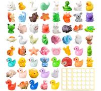 Xerteam 60 Pcs Mini Resin Animals Mixed 60 Styles, Fairy Garden Mini Animals Accessories, Mini Figures Small Duck Turtle Sea Animals, Miniature Landscape Garden Aquarium Decoration with Dots Stickers