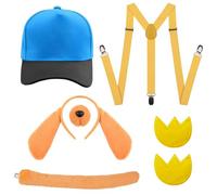 Xerteam 7 Pcs Dog Costume, Dog Costume Set with Hat Ear Headband Nose Tail Suspender Patch, Cute Dog Accessories World Book Day Cosplay Carnival Halloween Dress Up for Girls Boys Adults