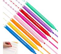 Xeruu Curve Highlighter Pens 8 Pack Vibrant Colors Patterned Roller Tips for Journaling Note Taking Art Projects Quick Drying Non Toxic with Storage Case