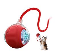 Xeruu Interactive Cat Ball,Active Rolling Ball with Tail for Cats USB Rechargeable Electric Automatic Rolling Cat Balls Smart Interactive Toys With 3 Modes Red