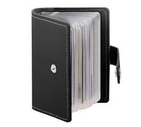 Xeruu PU Leather Credit Card Holder Wallet, Slim RFID Blocking with 26 Plastic Insert Sleeves, Minimalist Front Pocket for Men and Women, Travel Business Card Case,Black