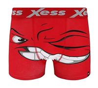 XESS Mens Boys Novelty Fun Funny Rude Design Cotton Rich Boxer Shorts/S, M, L and XL (Large, Expression 3 - Red)