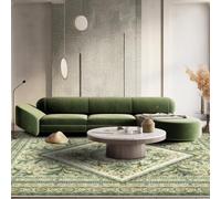 XESZIEO Area Rugs Living Room Home Decor,Retro Green Washable Rug Carpet for Home, Bedroom Game Room Non-Slip Washable Rugs,90cm x 150cm