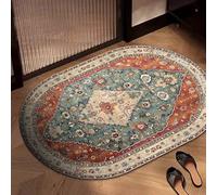 XESZIEO Oval Rugs Living Room,Vintage Red Pattern Area Rugs For Bedroom Soft Short Pile Washable Dining Room Carpet,150x180cm